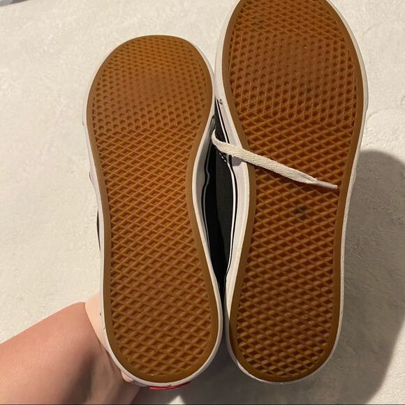 Vans Off the Wall Black w/ White Sneakers Size 8 Low Tops Lace Up Shoes Skater - Picture 6 of 9